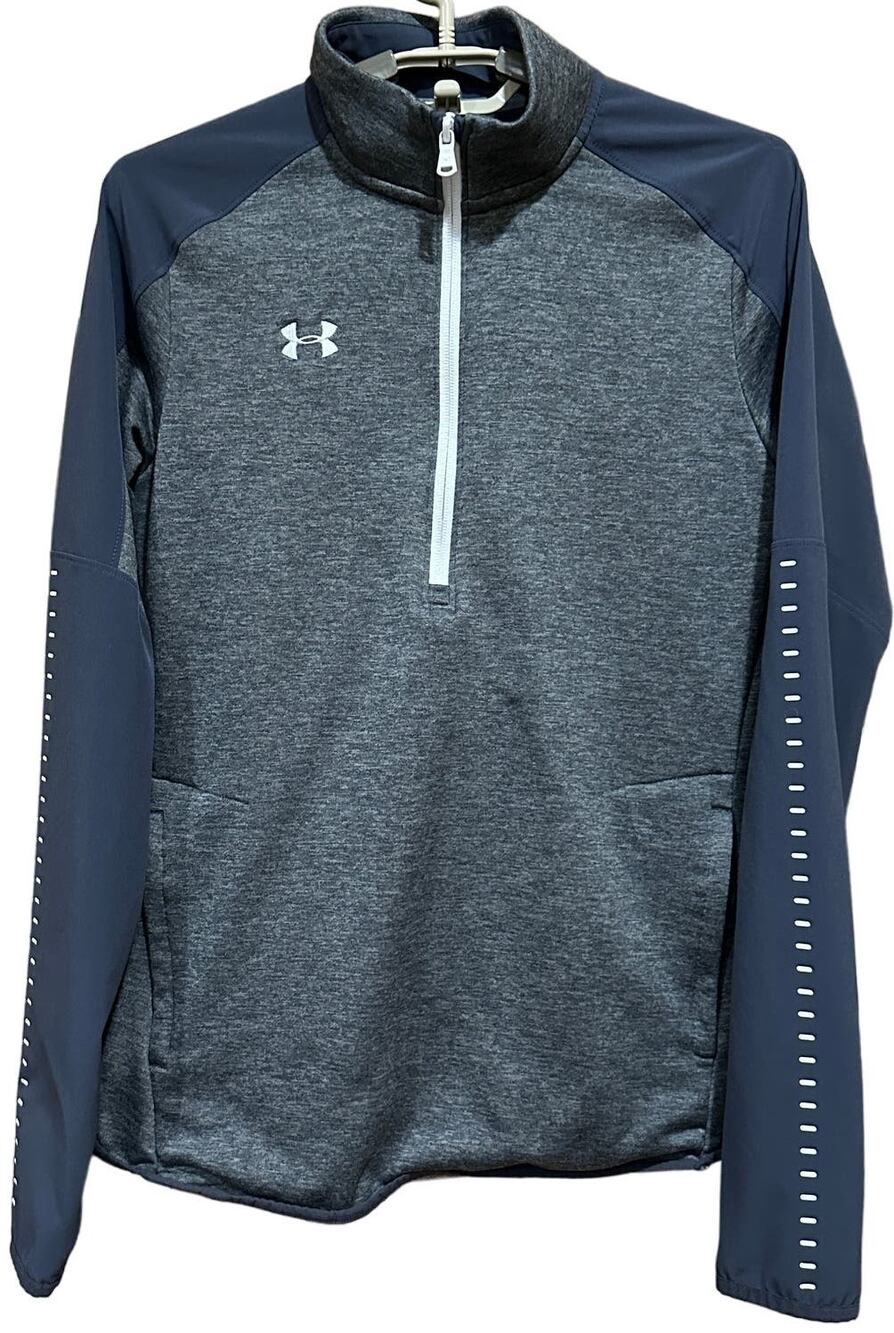 Under Armour Top S Gray Loose Fit 1/4 Zip Pullover Pockets Cold Gear Athleisure